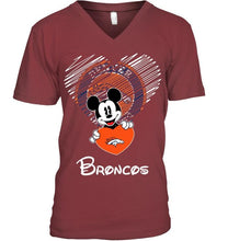 Load image into Gallery viewer, Mickey loves Denver Broncos fan shirt