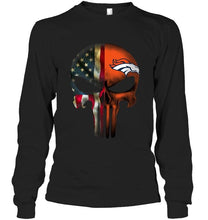 Load image into Gallery viewer, Denver Broncos skull american flag shirt