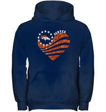 Load image into Gallery viewer, Denver Broncos glitter heart shirt