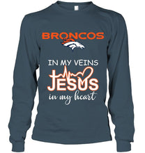 Load image into Gallery viewer, Denver Broncos in my veins jesus in my heart shirt