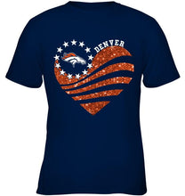 Load image into Gallery viewer, Denver Broncos glitter heart shirt