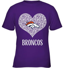 Load image into Gallery viewer, Denver Broncos heart floral pattern shirt