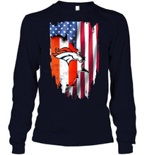 Load image into Gallery viewer, Denver Broncos flag ripped american flag shirt