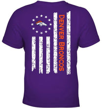 Load image into Gallery viewer, Denver Broncos star american flag on back shirt
