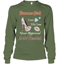 Load image into Gallery viewer, Broncos Girl I am who I am your approval isn't needed Denver Broncos fan high heel glittering shirt