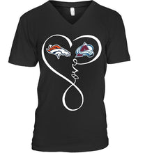 Load image into Gallery viewer, Denver Broncos Colorado Avalanche love heart shirt