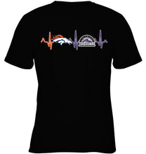 Load image into Gallery viewer, Denver Broncos Colorado Rockies heartbeat shirt