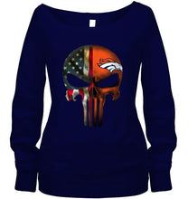 Load image into Gallery viewer, Denver Broncos skull american flag shirt