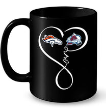 Load image into Gallery viewer, Denver Broncos Colorado Avalanche love heart shirt