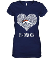 Load image into Gallery viewer, Denver Broncos heart floral pattern shirt