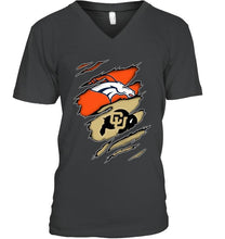 Load image into Gallery viewer, Denver Broncos and Colorado Buffaloes layer under ripped shirt