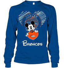 Load image into Gallery viewer, Mickey loves Denver Broncos fan shirt