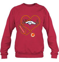 Load image into Gallery viewer, Denver Broncos nurse scope love heartbeat shirt