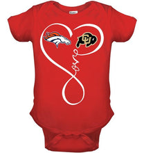 Load image into Gallery viewer, Denver Broncos Colorado Buffaloes love heart shirt