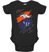 Load image into Gallery viewer, Denver Broncos and Colorado Rockies layer under ripped shirt