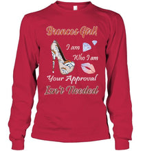 Load image into Gallery viewer, Broncos Girl I am who I am your approval isn't needed Denver Broncos fan high heel glittering shirt
