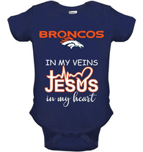 Load image into Gallery viewer, Denver Broncos in my veins jesus in my heart shirt