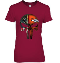 Load image into Gallery viewer, Denver Broncos skull american flag shirt