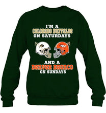 Load image into Gallery viewer, I'm Colorado Buffaloe on saturdays and Denver Bronco on sundays shirt