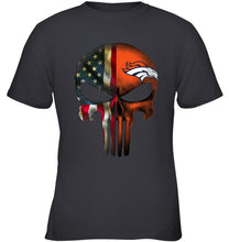 Load image into Gallery viewer, Denver Broncos skull american flag shirt