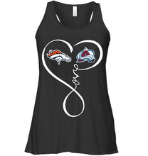 Load image into Gallery viewer, Denver Broncos Colorado Avalanche love heart shirt