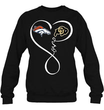 Load image into Gallery viewer, Denver Broncos Colorado Buffaloes love heart shirt