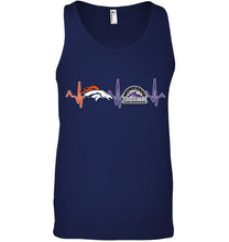 Load image into Gallery viewer, Denver Broncos Colorado Rockies heartbeat shirt