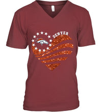 Load image into Gallery viewer, Denver Broncos glitter heart shirt
