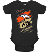 Load image into Gallery viewer, Denver Broncos and Colorado Buffaloes layer under ripped shirt