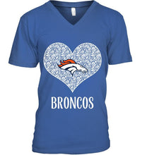 Load image into Gallery viewer, Denver Broncos heart floral pattern shirt