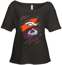 Load image into Gallery viewer, Denver Broncos and Colorado Avalanche layer under ripped shirt