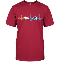 Load image into Gallery viewer, Denver Broncos Colorado Avalanche heartbeat shirt