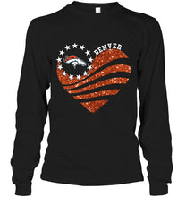 Load image into Gallery viewer, Denver Broncos glitter heart shirt
