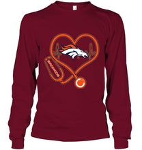 Load image into Gallery viewer, Denver Broncos nurse scope love heartbeat shirt