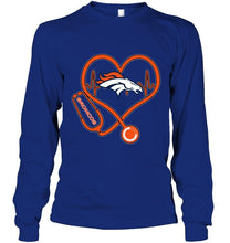 Load image into Gallery viewer, Denver Broncos nurse scope love heartbeat shirt