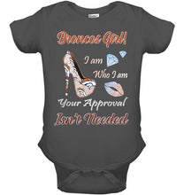 Load image into Gallery viewer, Broncos Girl I am who I am your approval isn't needed Denver Broncos fan high heel glittering shirt