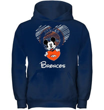 Load image into Gallery viewer, Mickey loves Denver Broncos fan hoodie