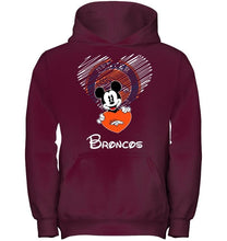 Load image into Gallery viewer, Mickey loves Denver Broncos fan shirt