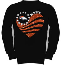 Load image into Gallery viewer, Denver Broncos glitter heart shirt