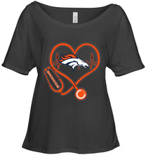 Load image into Gallery viewer, Denver Broncos nurse scope love heartbeat shirt