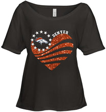 Load image into Gallery viewer, Denver Broncos glitter heart shirt