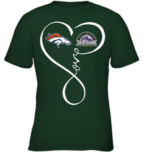 Load image into Gallery viewer, Denver Broncos Colorado Rockies love heart shirt