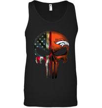 Load image into Gallery viewer, Denver Broncos skull american flag shirt