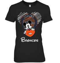 Load image into Gallery viewer, Mickey loves Denver Broncos fan shirt