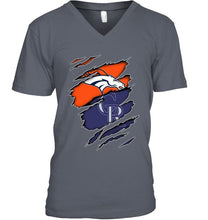 Load image into Gallery viewer, Denver Broncos and Colorado Rockies layer under ripped shirt
