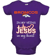 Load image into Gallery viewer, Denver Broncos in my veins jesus in my heart shirt