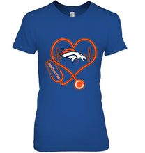 Load image into Gallery viewer, Denver Broncos nurse scope love heartbeat shirt