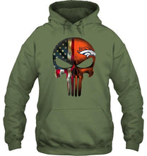 Load image into Gallery viewer, Denver Broncos skull american flag shirt