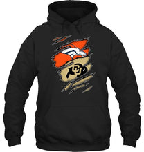 Load image into Gallery viewer, Denver Broncos and Colorado Buffaloes layer under ripped shirt