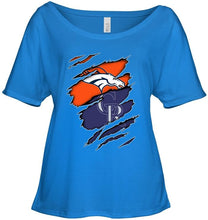 Load image into Gallery viewer, Denver Broncos and Colorado Rockies layer under ripped shirt